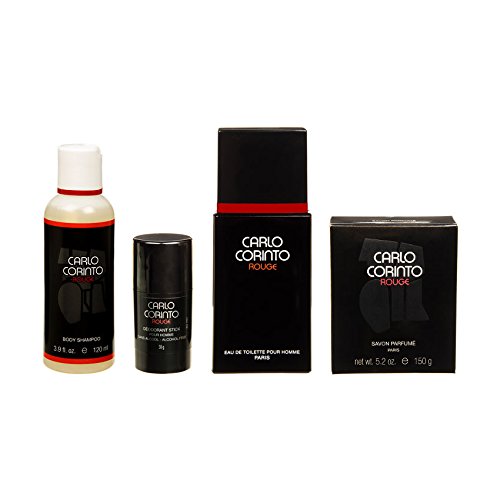 Carlo Corinto Rouge de Carlo Corinto para Caballero 100 ml Eau De Toilette Spray + 120 ml After Shave Balm + 120 ml Body Shampoo + 150 gr. Savon Perfume