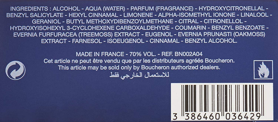 Boucheron Eau de Parfum Spray para Hombre, 3.3 Oz/100 ml