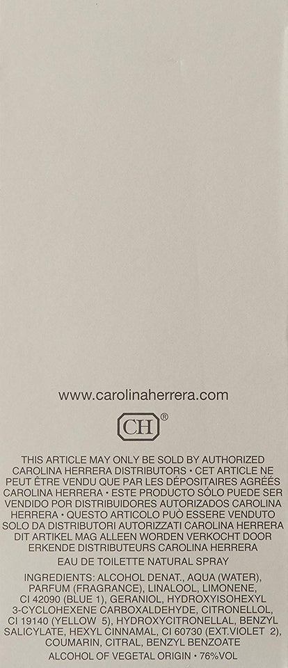 Carolina Herrera Loción para Caballero 212 Nyc Men, color Metálico, 100 ml