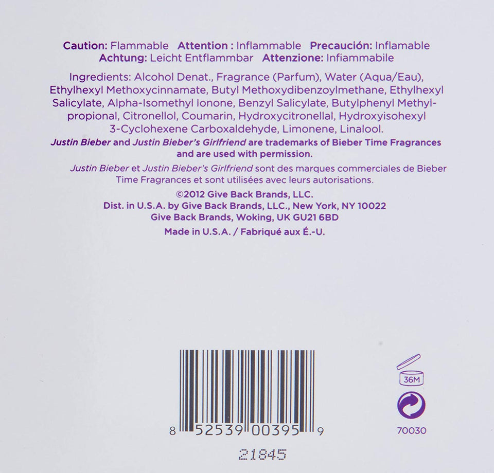 Girlfriend Eau de parfum 100ml de JUSTIN BIEBER
