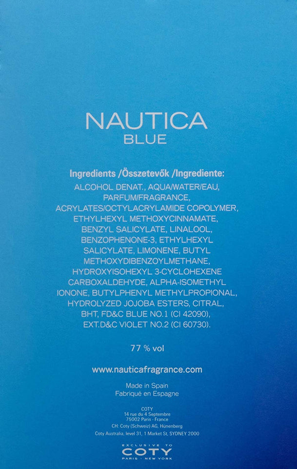 Nautica Blue Eau de Toilette Spray para Hombre, 3.4 Oz/100 ml